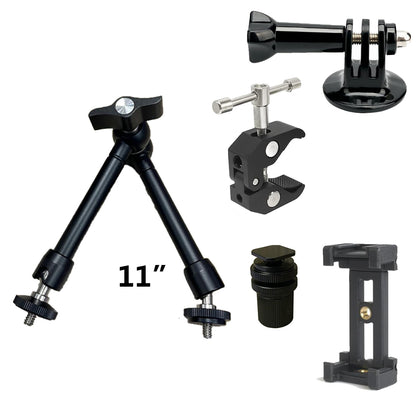 Pxel 11" / 10.5" / 7.9" Articulating Magic Arm Super C-Clamp 360° Rotation with Dual Ball Heads and 1/4"-20 Screw Stud for Camera Cages, Monitors, Microphones, Studio Flashes, Lights & Professiol Video Equipment