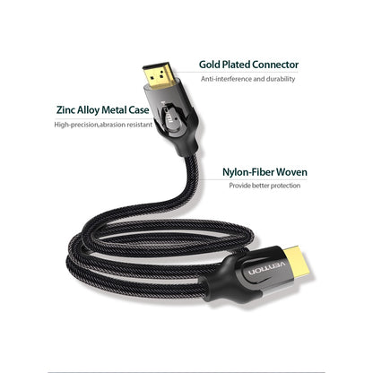 Vention 4K HDR Nylon Braided HDMI Cable with 18 Gbps High Speed Ethernet and Dolby True Audio Support (5m, 10m, 15m) | VAA-B05