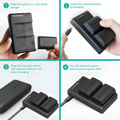 RAVPower LP-E6 / LP-E6N Battery Kit for Selected Canon Cameras