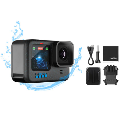 GoPro HERO12 / HERO 12 Black Waterproof Action Camera with 27MP 5.3K60 / 4K120 HDR Photo + Video, HyperSmooth 6.0 Image Stabilization, Horizon Lock, Voice Control, and Submersible Up to 33ft.for Content Creators and Vloggers