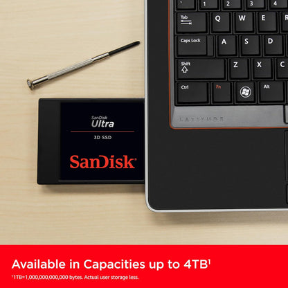 SanDisk Ultra 3D 1TB 2.5" SATA III SSD Solid State Drive with 3D ND Flash Memory, 560MB/s / 520MB/s Read and Write Speed, nCache 2.0 Technology and Shock, Vibration and Temperature Resistant