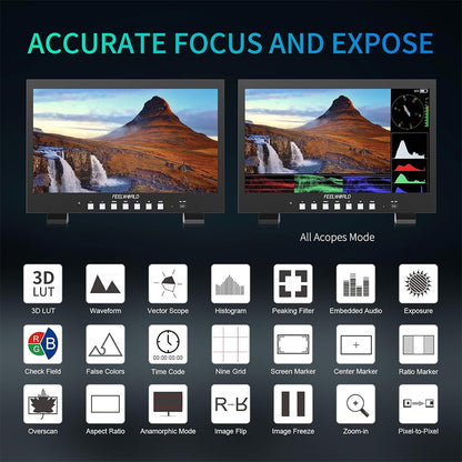 FEELWORLD FVM215 (21.5") High-Bright 1000nit Broadcast Monitor for 4K 60Hz Support, 3G-SDI & HDMI In & Out, V-Mount Battery Plate, 3D LUT, Waveform for Professional Videography Cinematic Production
