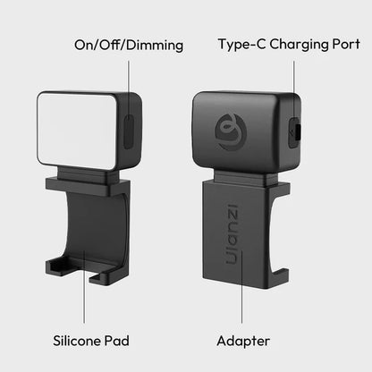 Ulanzi LM001 Daylight Magnetic Mini Light for DJI Osmo Pocket 3 Vlogging Camera with 5800 - 200K CCT, IPX4 Water Resistant, 500mAh Battery and USB Type-C Interface for Vlog, Videography