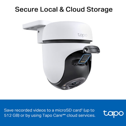 TP-Link Tapo 510W 2K 3MP Smart AI WIFI CCTV Camera with 360° Pan / 130° Tilt, Full Color Night Vision, IP65 Weatherproof, Motion Tracking and 512GB MicroSD Slot