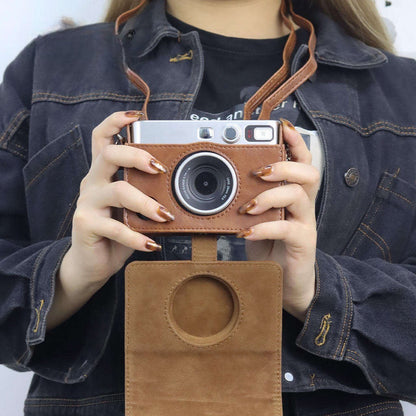 [CLEARANCE] Pikxi Portrait & Landscape Style Sling Bag Leather Case for Fujifilm Instax Mini EVO - Horizontal Silver