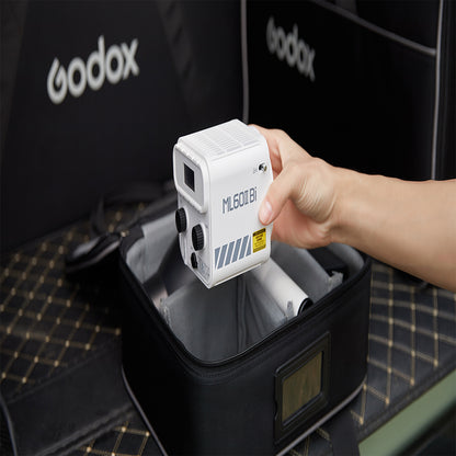 Godox ML60IIBi 70W Bi-Color LED Monolight Kit with AK-B02 V-Mount Battery Handgrip Kit, 2800-6500K CCT Color Temperature, 11 Special Light Effects, Onboard App Control w/ Max 98.4Ft Range for Shooting Outdoors, Lighting