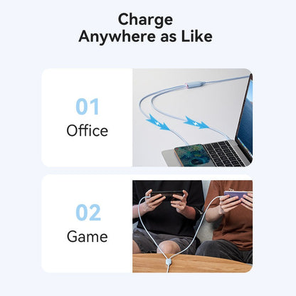 [CLEARANCE] Vention 1.5 meters 100W USB 2.0 Type C Male to Dual Male PD Fast Charging Data Cable with High-Speed 480mbps Transfer Rate for Smartphone, Tablet, Laptop, Gaming Console
