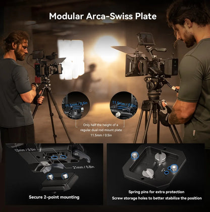 SmallRig Compact V-Mount Battery Mounting Plate System with Arca-Swiss QR Quick Release Plate, 90 Degree Rotating Plate and 15mm Rods with Chest Support for SmallRig VB50 / VB99, Sony Alpha, Canon EOS and Panasonic Lumix Series DSLR / Mirrorless Camera