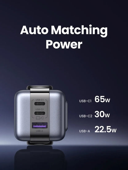 UGREEN Nexode 65W Robot GaN 3-Port PD Fast Charger with USB C, USB A and LED Screen for iPhone, iPad, Huawei, Samsung Galaxy, Google Pixel, Android Smartphone, Tablet, Laptop | 15570