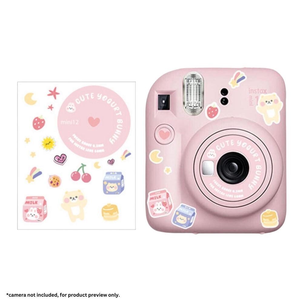 Pikxi Cartoon Body Patch Sticker Set for Instax mini 12 Film Camera - Available in Milk Cow, Blossom Pink, Pastel Blue, Mint Green, and Lilac Purple