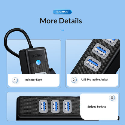[CLEARANCE] ORICO 4-in-1 USB-A 3.0 Data Hub with 5Gbps USB-A 3.0 Input, 2.5Gbps Ethernet, 5Gbps USB 3.0 Type A Output for Windows 8/10, macOS, Linux | Blue