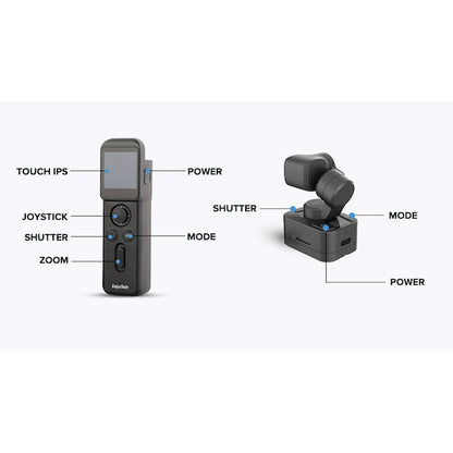 FeiyuTech Pocket 3 Kit Cordless Detachable 3-Axis Stabilizer Gimbal Camera - 4K UHD 130° FOV Footage, 12MP Sony 1/2.3" CMOS Sensor, Smart AI Tracking, Break-Point Resume Record, Magnetic Base Mount