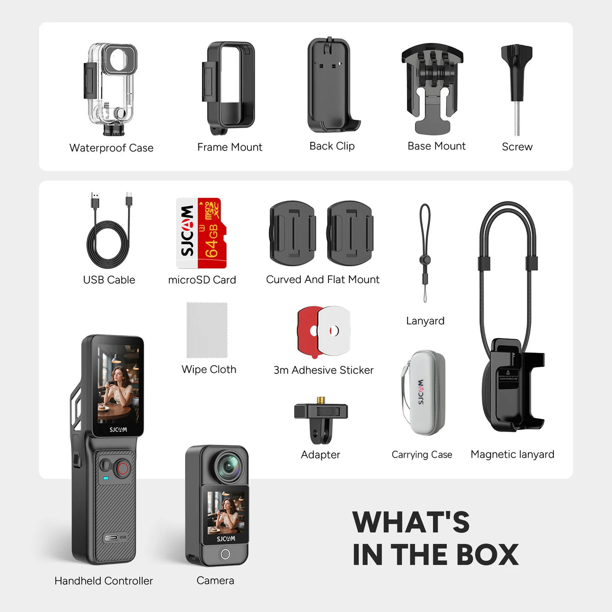SJCAM C400 3-in-1 4K Handheld Action Camera w/ 2.29" Rotatable & 1.3" Touchscreen