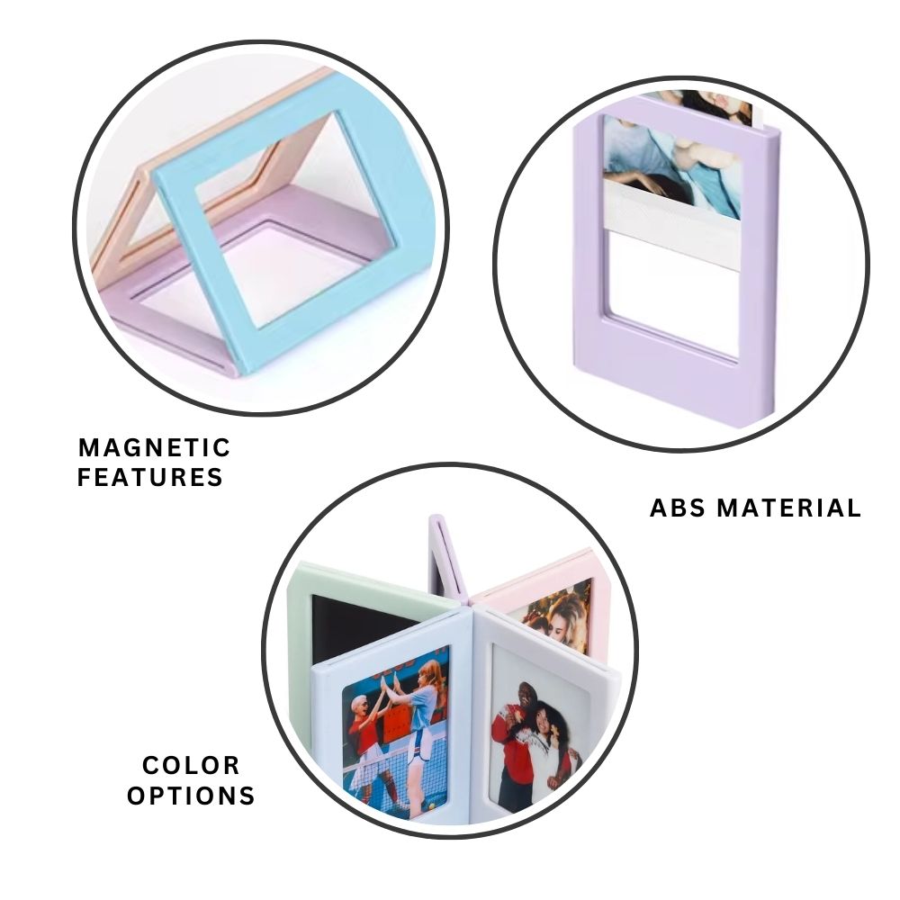 Pikxi Pastel Color Solo Instant Mini Film Photo Frame for FUJIFILM Instax mini Cameras with Magnetic Mounting - Available in Blossom Pink, Pastel Blue, Lilac Purple, Smokey White, and Ice Blue Color