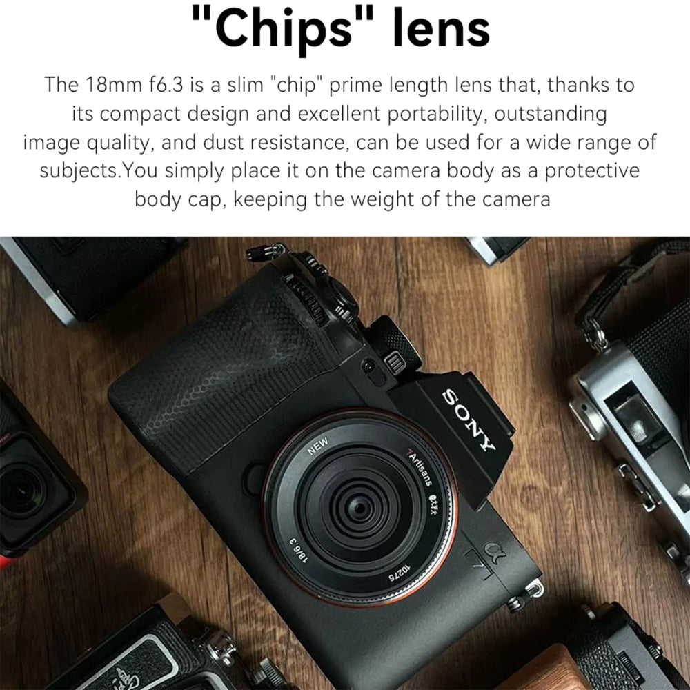 7Artisans 18mm F/6.3 Mark II APS-C Format Sony E Mount Wide Angle Prime Pancake UFO Slim Lens MF Manual Focus for Mirrorless Cameras
