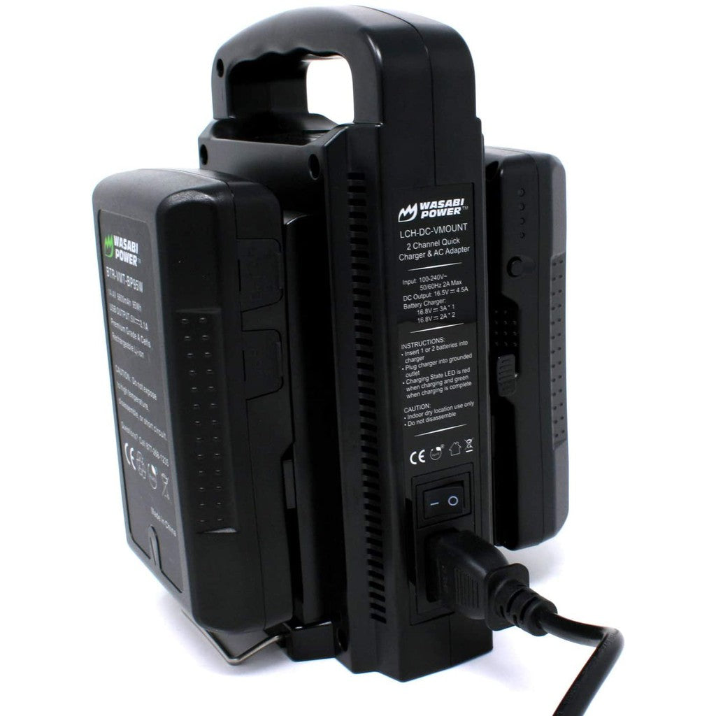 [CLEARANCE] Wasabi Power V-Mount Dual Charger with DC 16.8V Power Supply Output Compatible with Any V-Mount Brick