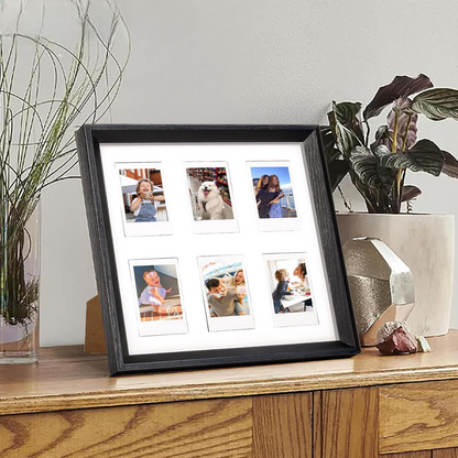 [CLEARANCE] Pikxi 2-in-1 Wooden Photo Frame with 2-Slot 4R Picture Divider and 6-Slot Instax Mini Film Divider with Stand