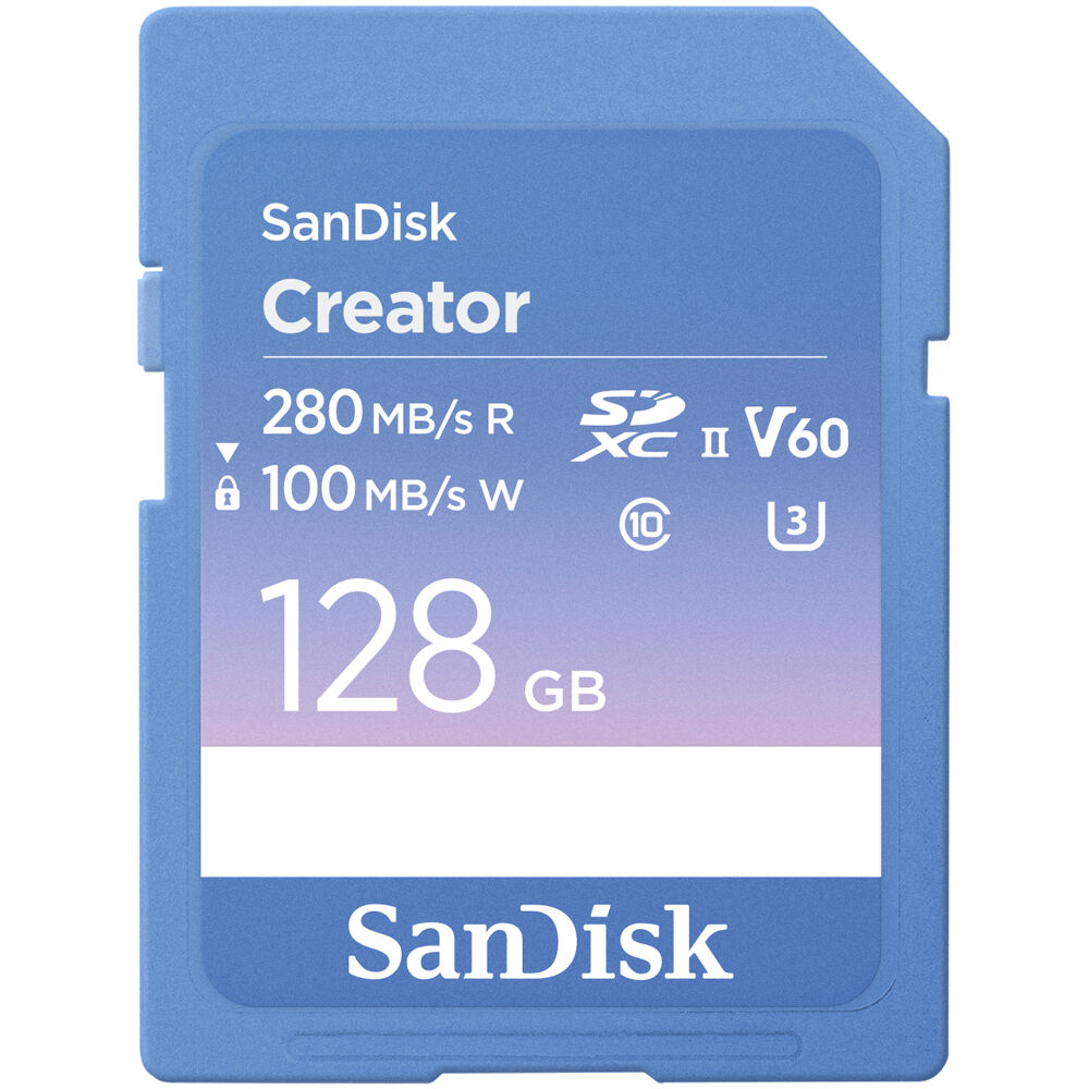 SanDisk 512GB 256GB 128GB Creator Series UHS-II SDXC V60 U3 SD Memory Card Class 10 w/ 280MB/s Read / 150MB/s Write Speed, Records 6K 4K Full HD Video, Built-in Write Protect Switch, RescuePRO Deluxe Support for Content Creators, Vlog Vlogging