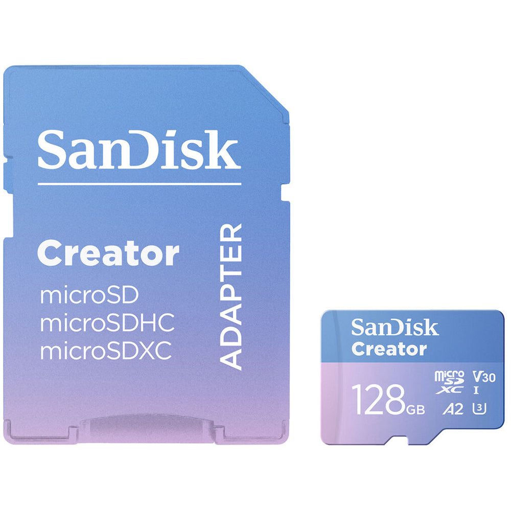 SanDisk 1TB 512GB 256GB 128GB Creator Series UHS-I SDXC V30 U3 A2 Micro SD Card Class 10 with 190MB/s Read / 130MB/s Write Speed, Record 5.3K 4K Full HD Video, RescuePRO Deluxe Support for Smartphones Action DSLR Mirrorless Cameras