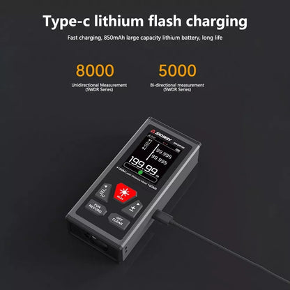 SNDWAY Dual Rechargeable Laser Distance Meter with Bidirectiol 60M /120M Measuring Range, Laser Class Level II, LCD Display Screen, Magnetic Back and Multiple Measurement Function Options for Industrial and Home Improvements | SW-DR60