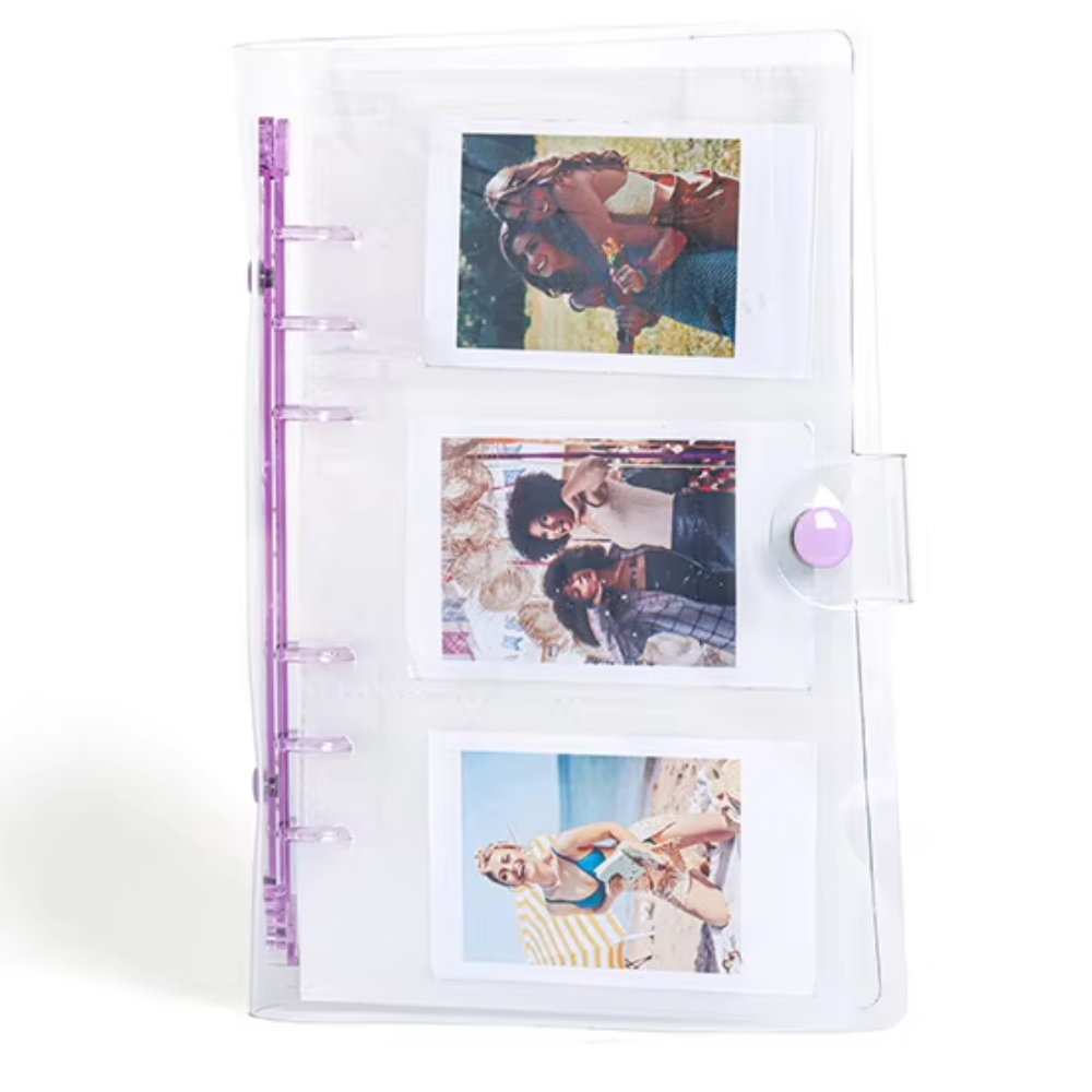 Pikxi 120 Pockets 20 Pages Transparent PVC Photo Album Binder for FUJIFILM Instax Mini Instant Film Camera | Blue Pink Purple