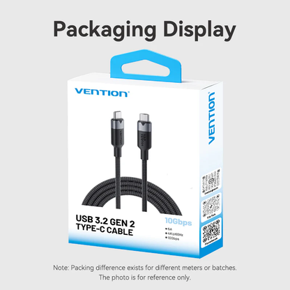 Vention 0.5 / 1-Meter USB 3.2 Gen 2 Dual Type-C Male 5A Fast Charging Cable with 10Gbps Data Transmission Speed Aluminum Alloy Type