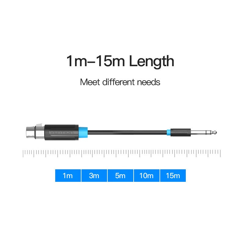Vention 6.5mm Jack Male to XLR Female 15-Meters Gold Plated (BBE) Audio Cable for Speakers, Amplifiers, Audio Mixers, Stereo