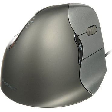 Evoluent Wired Optical Ergonomic Vertical Mouse 4 Right Hand with Up to 2600 DPI, Adjustable Pointer Speed, and 6 Programmable Buttons for Windows, PC, Unix, Mac, and Linux