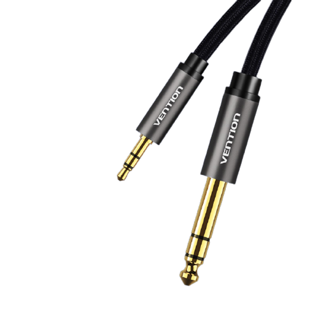 [CLEARANCE] Vention 3.5mm Male to 6.5mm Male Nylon Braided Gold Plated (BAI) Audio Cable for Microphones, Amplifiers, Sound Box, Laptops and Mobile Phones (Available in Different Lengths)