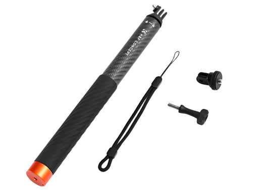 K&F Concept MS22 127cm / 50 inch Adjustable Extension Carbon Pole Invisible Selfie Stick Monopod with Wrist Strap for Insta360, GoPro, DJI Osmo Action Camera & Mobile Phone Holder