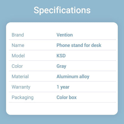 Vention Articulating Aluminum Alloy Tablet and Phone Holder Desk Stand with 360 Degree Rotatable for iPad, iPhone, Galaxy Tab, Android Smartphones etc. | KSDH0