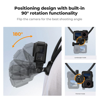 K&F Concept Neck Mount for Action Camera/Smartphone w/ Quick Release, Angle Control, 150cm Strap