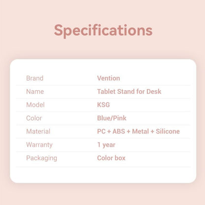 [CLEARANCE] Vention Adjustable Desktop Stand with Anti-Slip Silicone Pads, Compact Portable Design for 4.7 to 12.9" Mobile Phones and Tablets - Blue | KSGL0