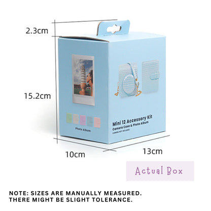 Pikxi Metallic Finish Basket Weave Pattern Photo Album and Case for FUJIFILM Instax Mini 12 Instant Film Camera - Available in Pastel Blue, Blossom Pink, White, Mint Green, Purple and Silver Colors