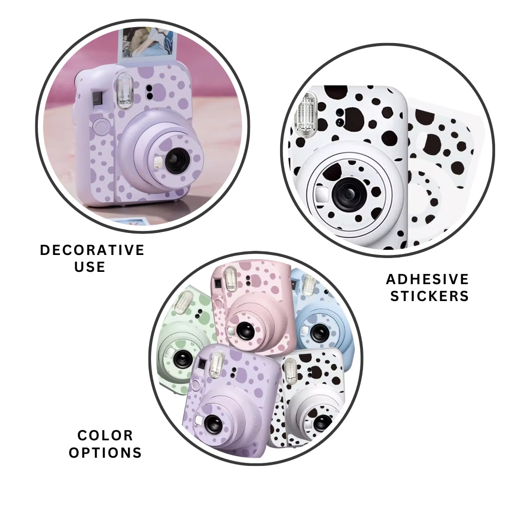 Pikxi Wave Dot Decorative Body Sticker Set for FUJIFILM Instax mini 12 Film Camera - Available in Blossom Pink, Black, Lilac Purple, Pastel Blue, and Mint Green