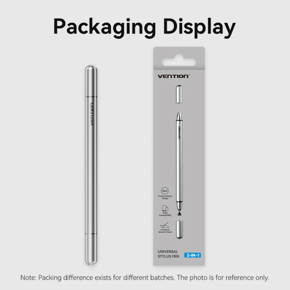 Vention Universal Stylus Pen with 2-in-1 Replaceable Tip Design, High-Sensitivity Touch, Ergonomic Grip, Durable Aluminum Alloy Body for Smartphones, Tablets and Laptops