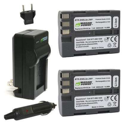 Wasabi Power Battery EN EL3E (2-Pack) and Dual USB Charger for Nikon EN-EL3e and Nikon D50, D70, D70s, D80, D90, D100, D200, D300, D300S, D700 | JG Superstore