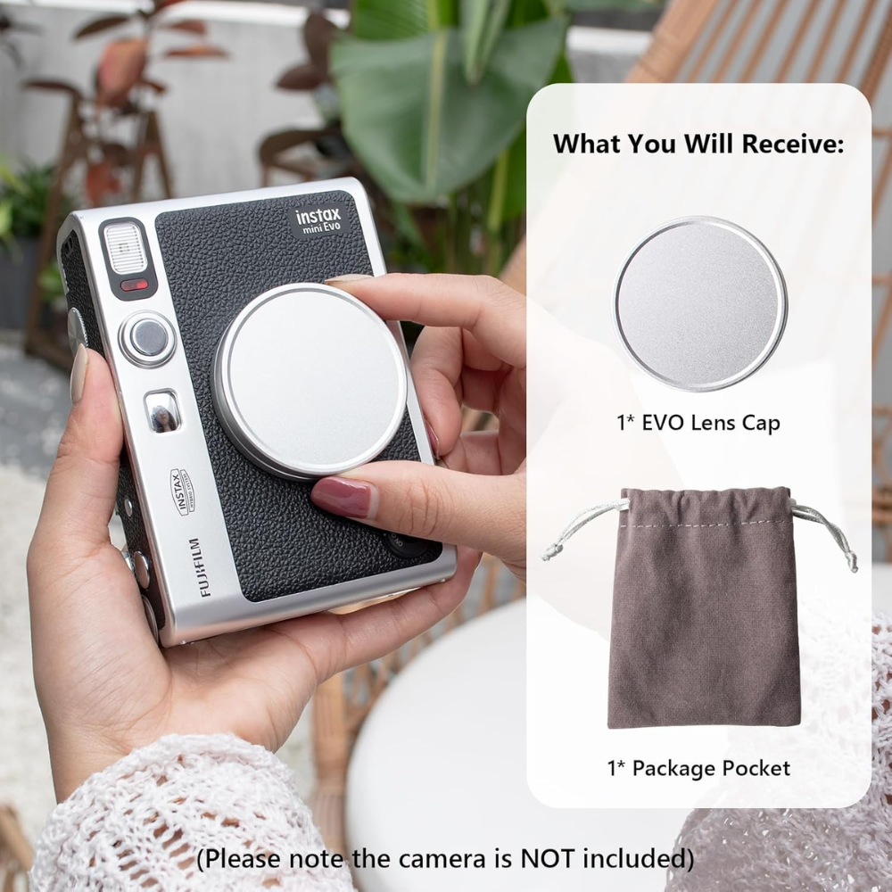 Pikxi Aluminum Protective Lens Cap for FUJIFILM Instax Mini EVO Instant Film Camera - Available in Black, Gray, Silver, Red, and Purple, Rose Gold and Blue Colors