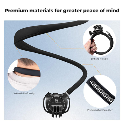 K&F Concept Neck Mount for Action Camera/Smartphone w/ Quick Release, Angle Control, 150cm Strap