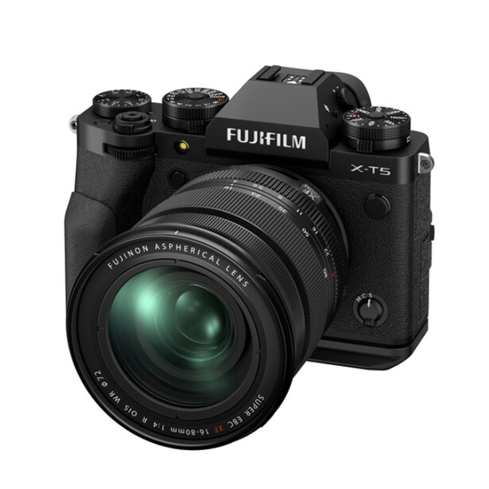 FUJIFILM X-T5 Body with XF 16-80mm f/4 OIS WR / 16-50mm f/2.8-4.8 R LM WR / 18-55mm f/2.8-4 R LM OIS Lens Mirrorless Camera Kit with 40MP APS-C X-Trans CMOS 5 HR BSI Sensor, X-Processor 5, and 7-Stop In-Body Image Stabilization