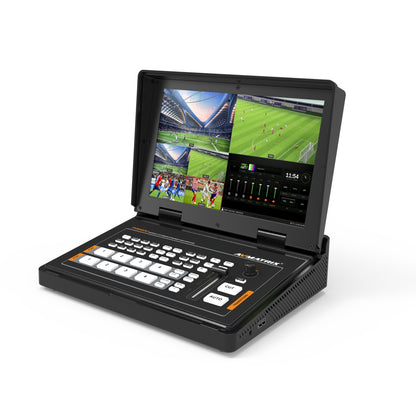 AVMatrix PVS0403U 4-Channel SDI & HDMI Video Switcher with 10.1" Full HD Monitor, Up to 1080p60 Video I/O, T-bar, Auto, and Cut Transitions, Audio Mixing and PiP Layout, and USB Type C Output for Streaming