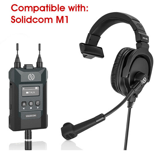 Hollyland Dymic Single-Ear Headset with 8-Pin LEMO Connector for Solidcom M1 & Syscom 1000T with Flip Mic Boom Up to Mute