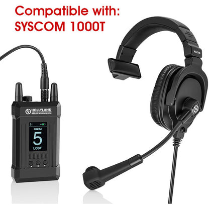 Hollyland Dymic Single-Ear Headset with 8-Pin LEMO Connector for Solidcom M1 & Syscom 1000T with Flip Mic Boom Up to Mute