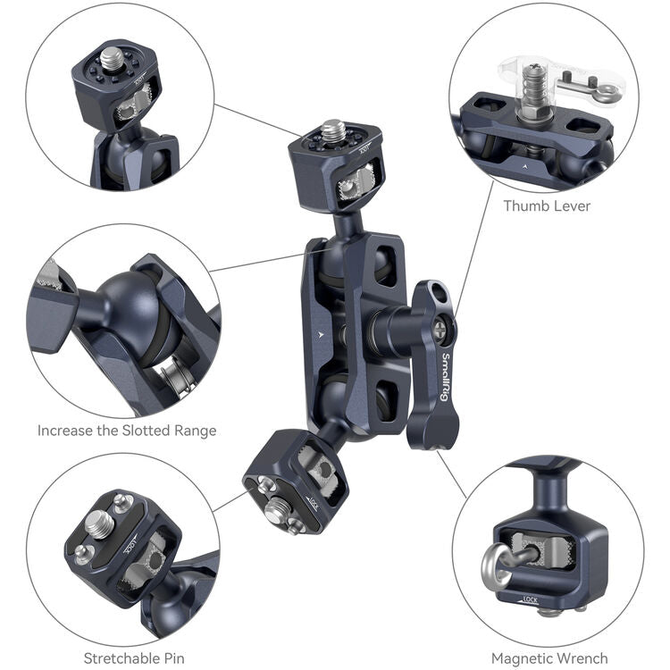 SmallRig Magic Arm for Sony FX6 / FS5 / FS5 II with Dual Ball Heads, 1/4"-20 Mounting Screws, Anti-twist Positioning Pins for Camera Monitor, Wireless Transmitter, and Other Accessories | 4123