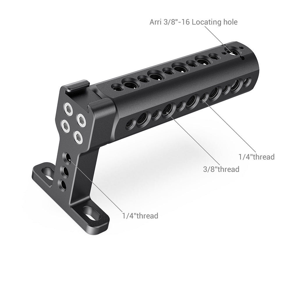 SmallRig Camera Top Handle Grip with Cold Shoe, ARRI 3/8"-16 Locating Holes and 1/4"-20 & 3/8"-16 Threaded Holes for Camera Cage 1638C
