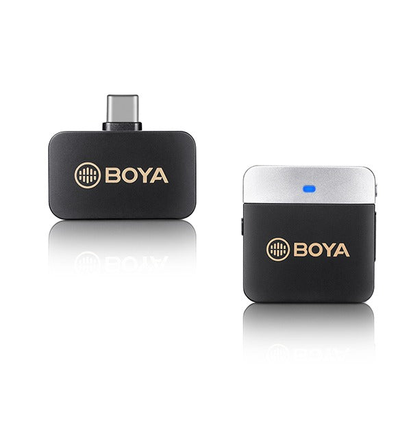 BOYA BY-M1V Series 2.4GHz Dual-Channel Wireless Lavalier Microphone System (Plug & Play) Clip On Mic for Smartphone, Tablet, DSLR, Mirrorless, Camera, iPad, iPhone, Android & iOS Devices - USB Type C / Lightning / 3.5mm Audio Jack