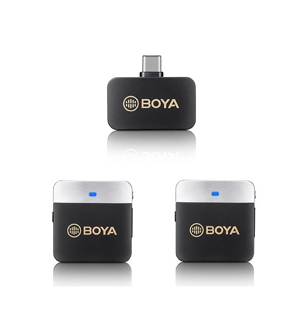 BOYA BY-M1V Series 2.4GHz Dual-Channel Wireless Lavalier Microphone System (Plug & Play) Clip On Mic for Smartphone, Tablet, DSLR, Mirrorless, Camera, iPad, iPhone, Android & iOS Devices - USB Type C / Lightning / 3.5mm Audio Jack