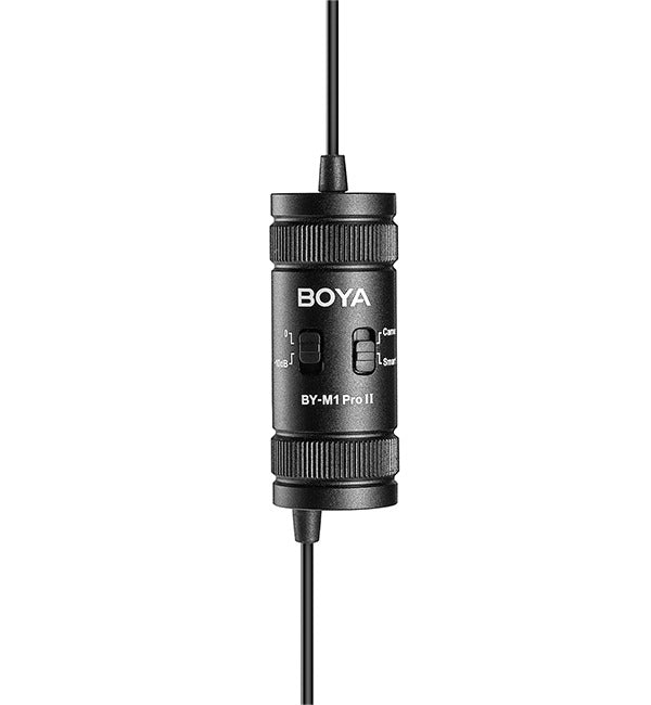 Boya BY-M1 Pro / BY-M1 Pro II Universal Lavalier Condenser Microphone with Clip-On, 3.5mm TRRS Jack Connector and Manual Noise Reduction for Smartphones, Cameras, TikTok, Vlogging, Podcasting, Recording, Computer