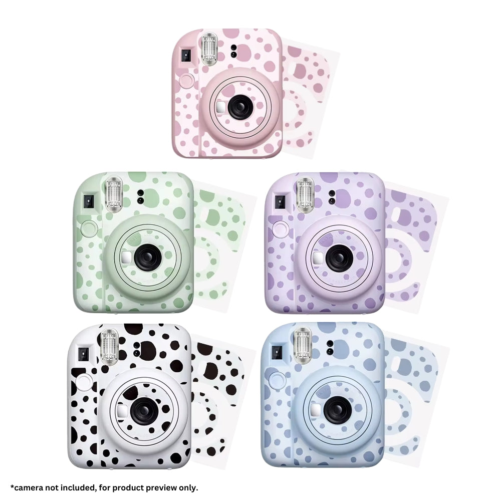 Pikxi Wave Dot Decorative Body Sticker Set for FUJIFILM Instax mini 12 Film Camera - Available in Blossom Pink, Black, Lilac Purple, Pastel Blue, and Mint Green