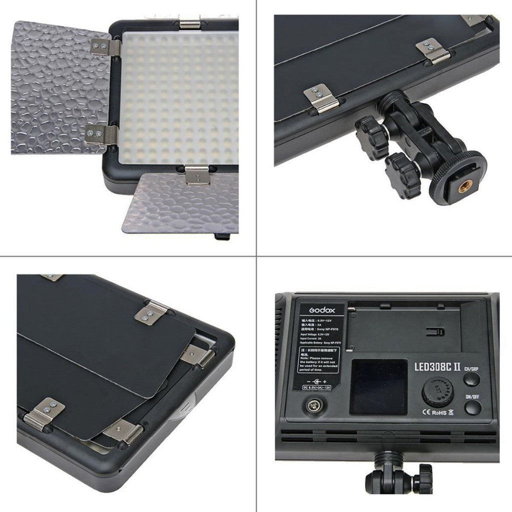 Godox LED308C II Adjustable Video Light Lamp LCD Panel with 433MHZ Wireless System Compatible Camera DV Macrophotography Wedding Products Shooting Jourlistic Video Recording